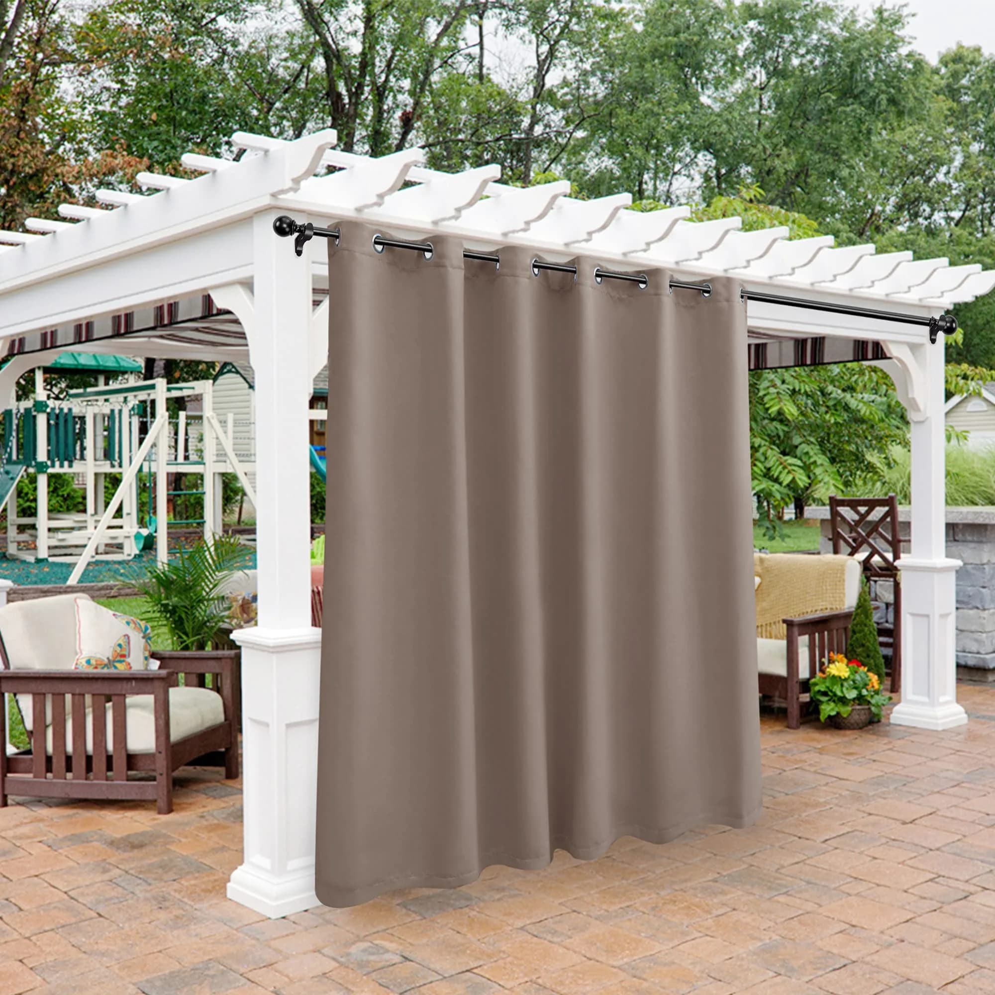 BONZER Waterproof Outdoor Blackout Curtains for Patio 100"W x 120"L | Thermal Insulated, Waterproof, Privacy (70-120 chars) — Khaki