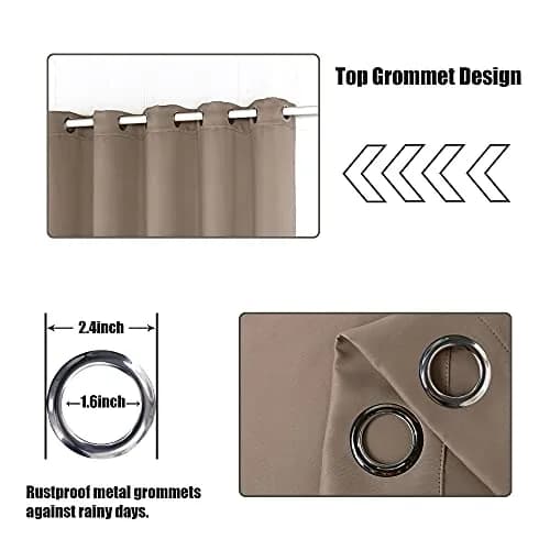 BONZER Waterproof Outdoor Blackout Curtains for Patio 100"W x 120"L | Thermal Insulated, Waterproof, Privacy (70-120 chars) thumbnail 4