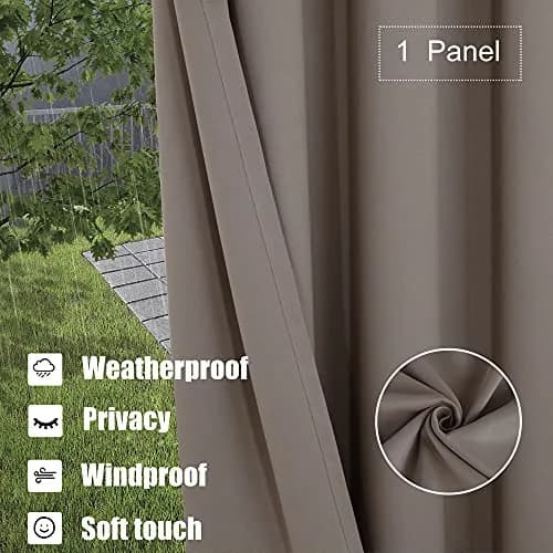 BONZER Waterproof Outdoor Blackout Curtains for Patio 100"W x 120"L | Thermal Insulated, Waterproof, Privacy (70-120 chars) thumbnail 3