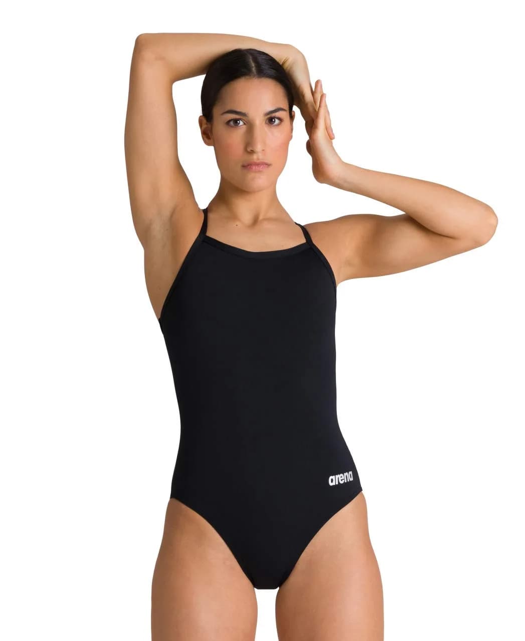 ARENA Women's Team Swimsuit Solid Light Drop Back 20 | Chlorine-Resistant, UV Protected (102 chars) — Black/Metallic Silver