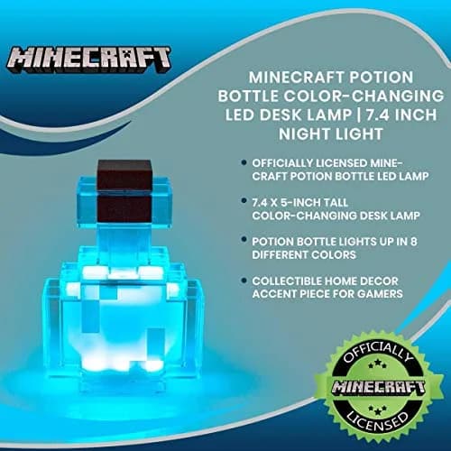 Minecraft Potion Bottle Color-Changing LED Desk Lamp | 7 Inch Night Light thumbnail 6