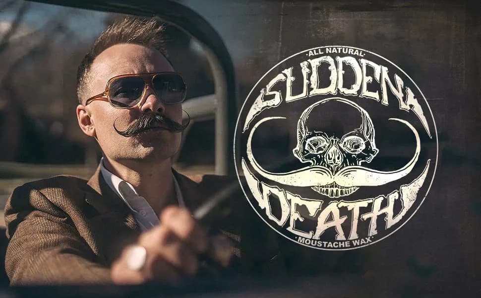 THE VINTAGE GROOMING CO. Sudden Death Mustache Wax Strong Hold 1 oz (28.35 g) | Tames Unruly Whiskers All Day thumbnail 7