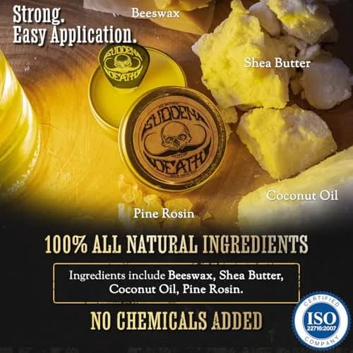 THE VINTAGE GROOMING CO. Sudden Death Mustache Wax Strong Hold 1 oz (28.35 g) | Tames Unruly Whiskers All Day thumbnail 4
