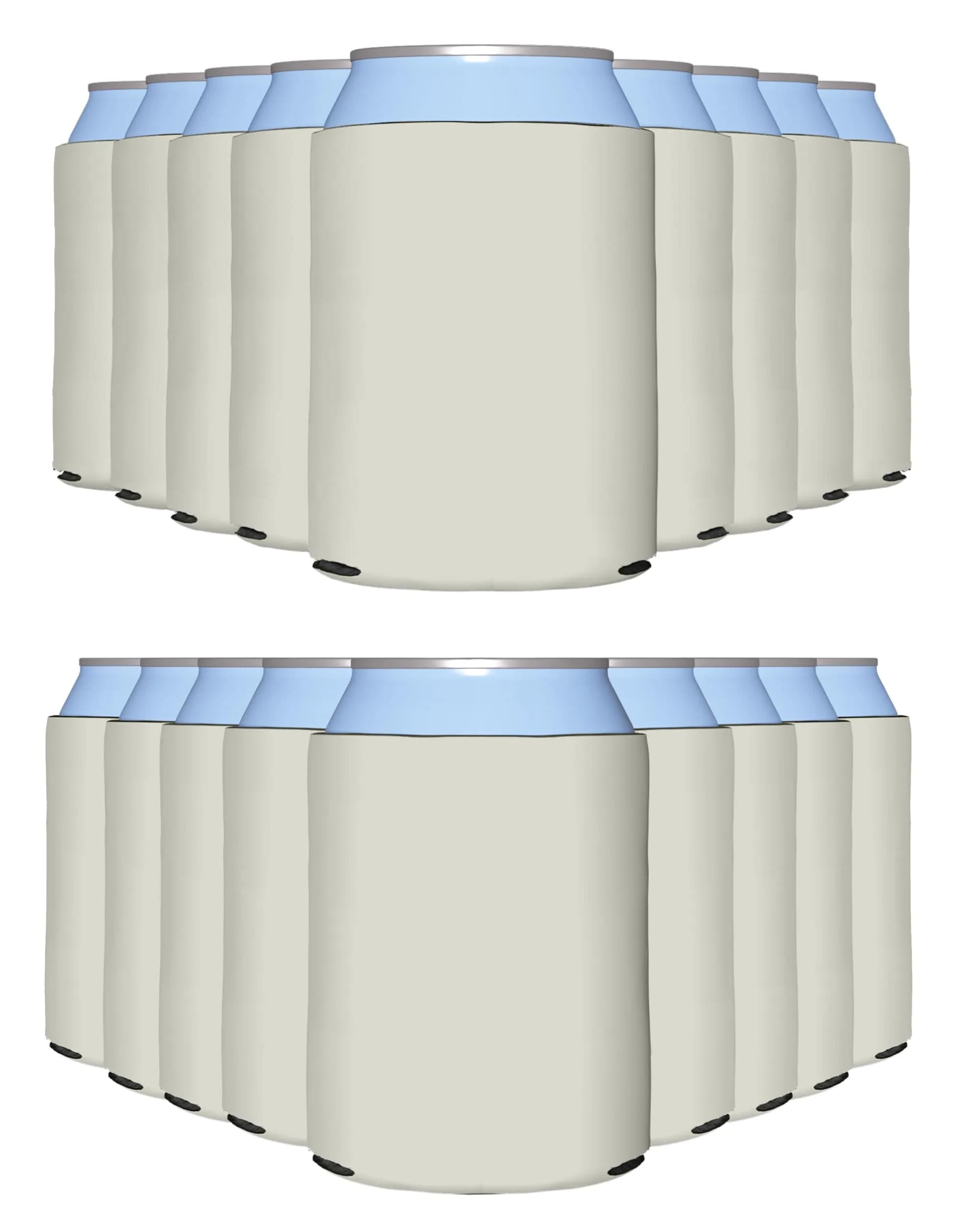 PartyPrints Grey Sandstone Blank Can Cooler Sleeves 100-Pack | Customizable Foam Insulated Drink Holder for 12oz/16oz Cans — Sandstone