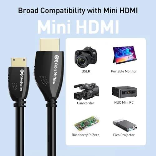 Cable Matters High-Speed 4K Mini HDMI to HDMI Cable, 6ft (1.83m) | Supports 4K@60Hz, HDR, ARC thumbnail 6