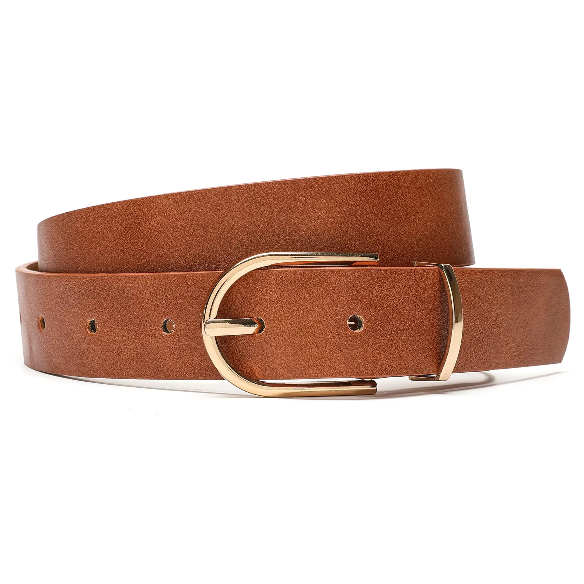 Earnda Women's Faux Leather Chic Belt for Jeans, Brown, Medium | Stylish Casual Accessory