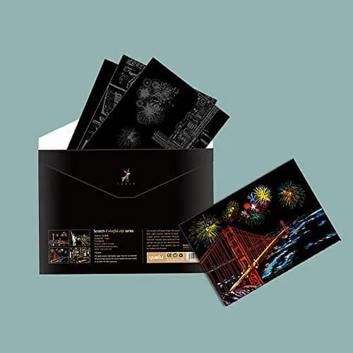 AP ARTSPER Rainbow Scratch Art Set for Adults & Teens, A4 City Views | 4-Sheet Art Kit with Stylus & Pen thumbnail 5