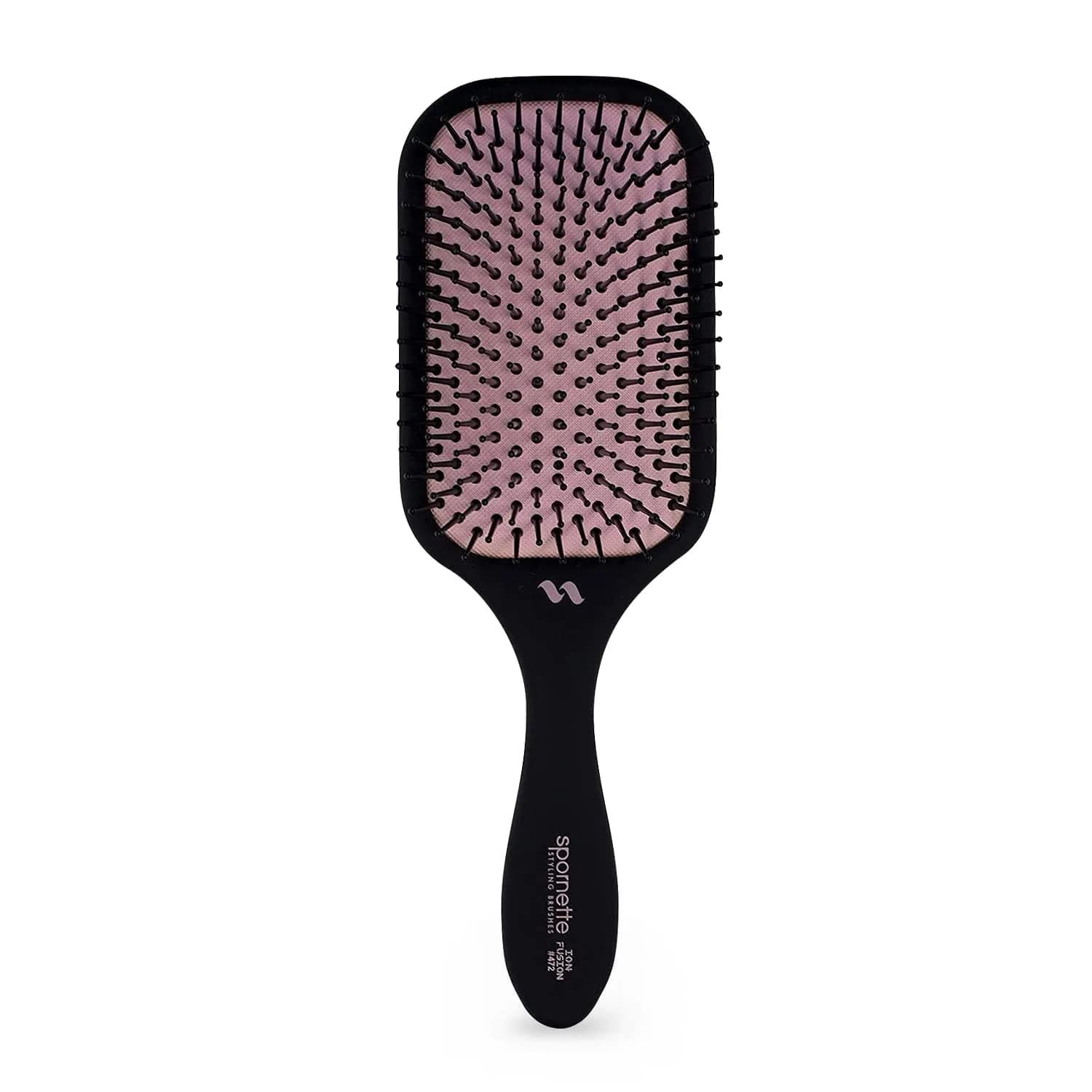 SPORNETTE Pink Ion Fusion Paddle Hair Brush, Ionic Nylon Bristles - For Detangling, Straightening & Smoothing, Medium to Long Hair - All Hair Types For Men, Women and Children - main product image