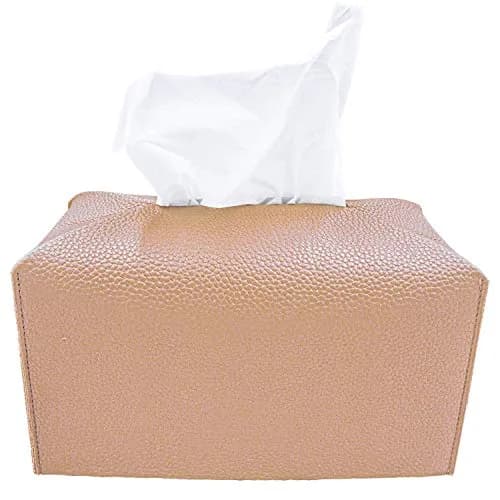Carrotez PU Leather Rectangular Tissue Box Cover Holder - Peach Pink | Fits Standard Boxes thumbnail 1