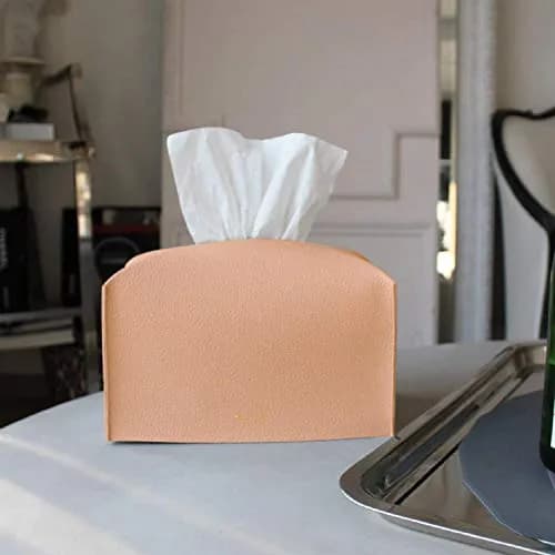 Carrotez PU Leather Rectangular Tissue Box Cover Holder - Peach Pink | Fits Standard Boxes thumbnail 8