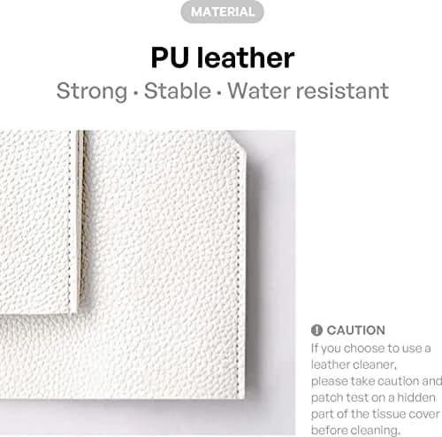 Carrotez White Rectangular PU Leather Tissue Box Cover - Stylish Organizer for Home & Office thumbnail 2