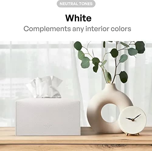 Carrotez White Rectangular PU Leather Tissue Box Cover - Stylish Organizer for Home & Office thumbnail 3