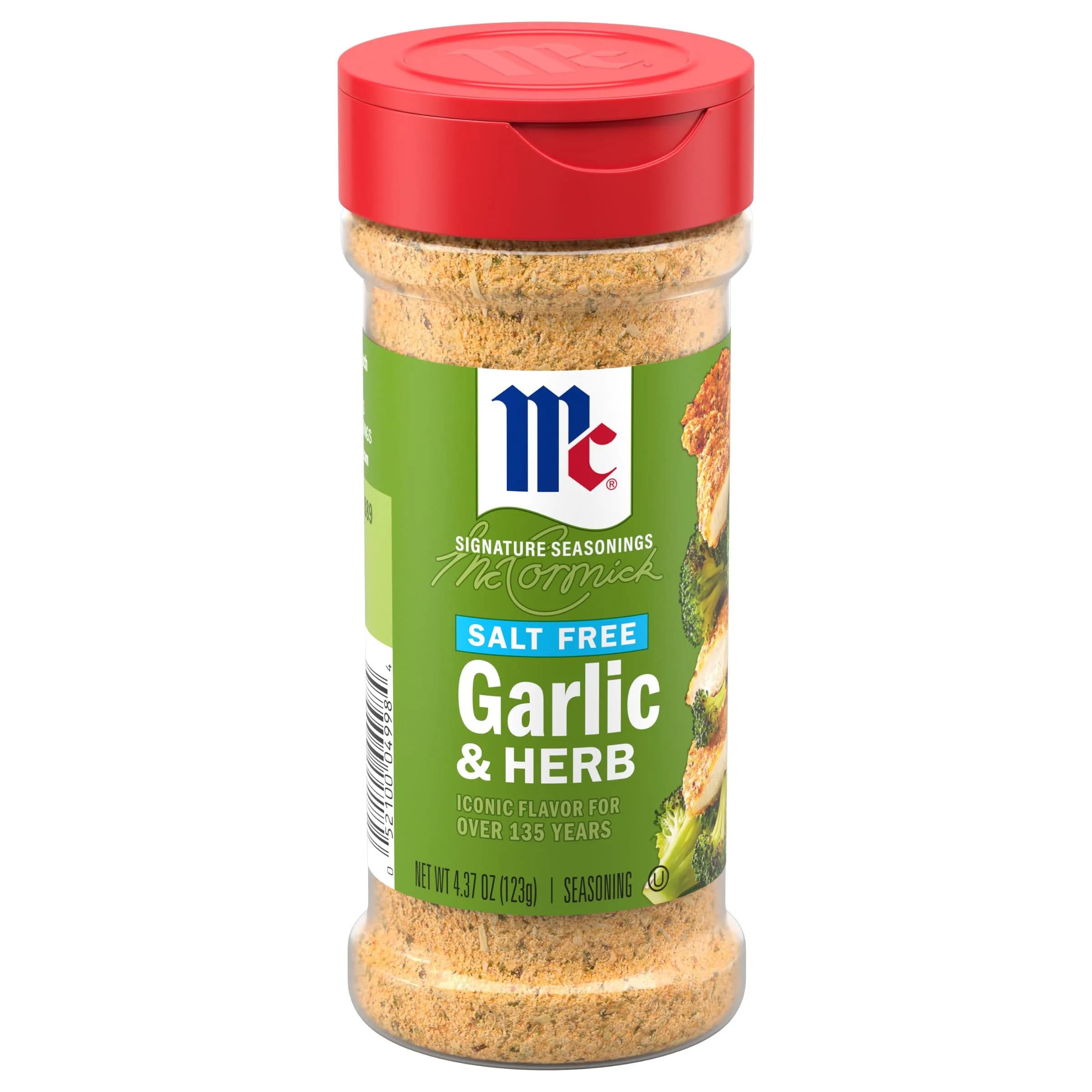 McCormick Salt Free Garlic and Herb Seasoning 4.37 oz (124 g) | Bold Blend for Healthy Meals - main product image