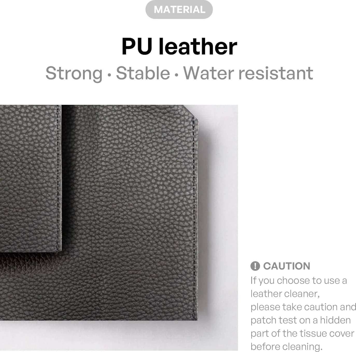 carrotez PU Leather Square Tissue Box Cover Charcoal | Decorative Holder for Bathroom Vanity Countertop, Office Desk & Car 5"X5"X5" - view 2