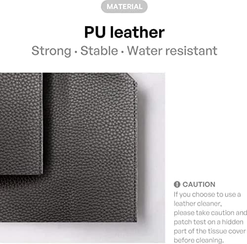 carrotez PU Leather Square Tissue Box Cover Charcoal | Decorative Holder for Bathroom Vanity Countertop, Office Desk & Car 5"X5"X5" thumbnail 2
