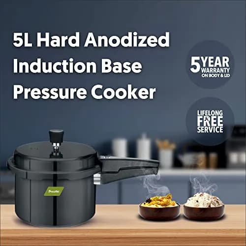 Preethi Pressure Cooker 5 Litres | Hard Anodized Induction Base, Outer Lid, Gas Compatible thumbnail 2