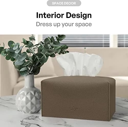 Carrotez Cocoa Brown Rectangular PU Leather Tissue Box Cover - Stylish Organizer for Home & Office thumbnail 4