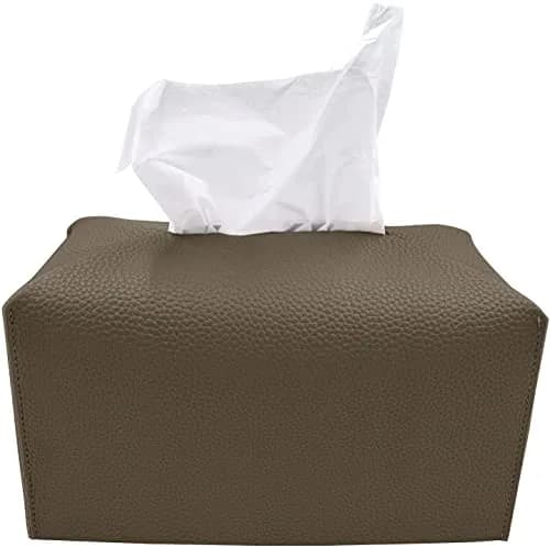 Carrotez Cocoa Brown Rectangular PU Leather Tissue Box Cover - Stylish Organizer for Home & Office thumbnail 1
