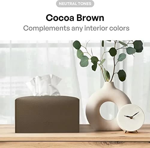 Carrotez Cocoa Brown Rectangular PU Leather Tissue Box Cover - Stylish Organizer for Home & Office thumbnail 3