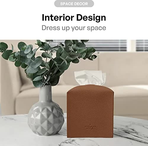 Carrotez Modern PU Leather Square Tissue Box Cover 13cm (5"X5"X5") | Stylish Organizer for Home & Office thumbnail 4