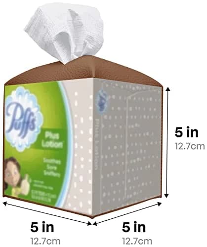 Carrotez Modern PU Leather Square Tissue Box Cover 13cm (5"X5"X5") | Stylish Organizer for Home & Office thumbnail 5