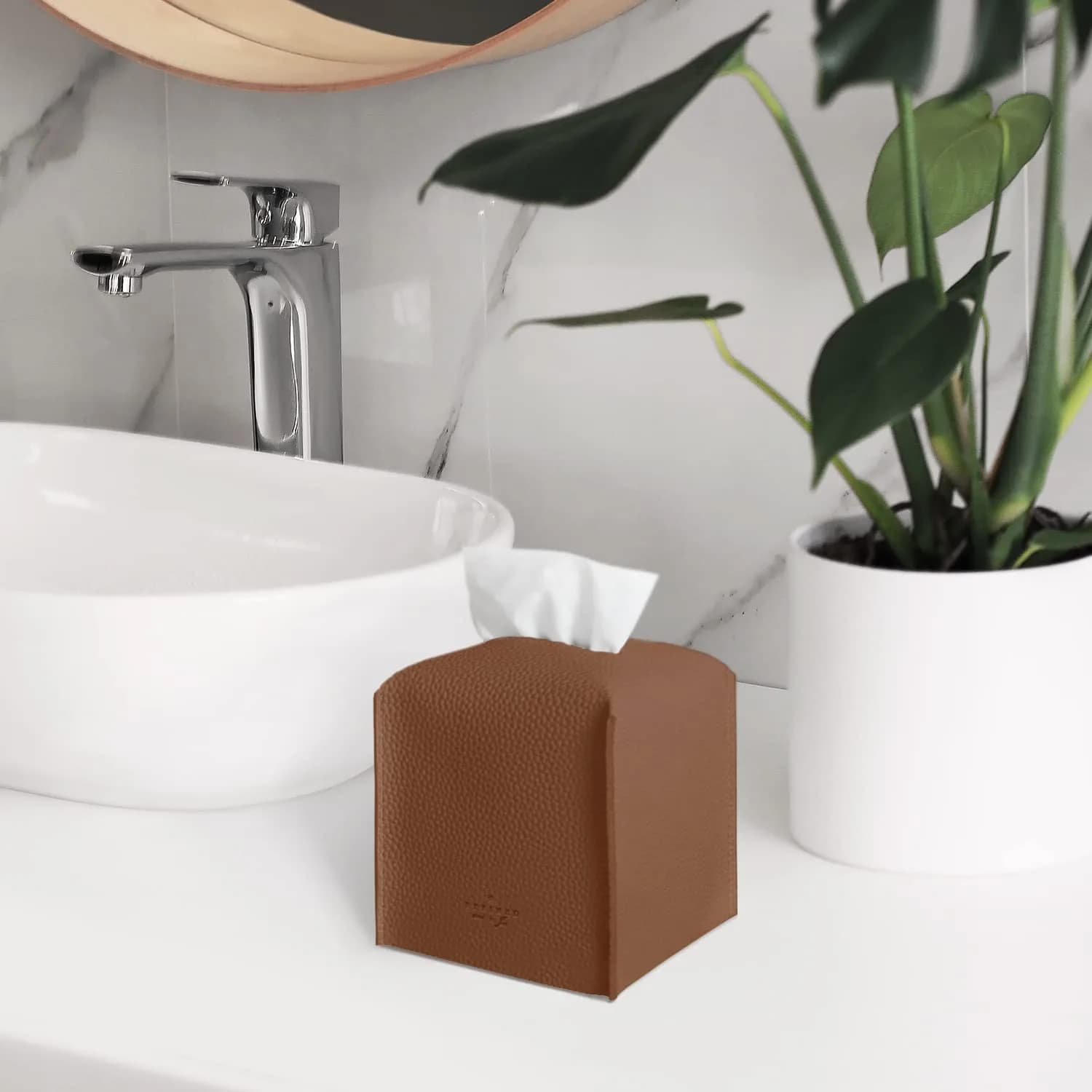 Carrotez Modern PU Leather Square Tissue Box Cover 13cm (5"X5"X5") | Stylish Organizer for Home & Office - view 8