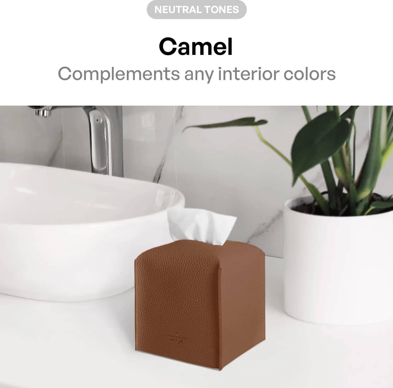 Carrotez Modern PU Leather Square Tissue Box Cover 13cm (5"X5"X5") | Stylish Organizer for Home & Office - view 3