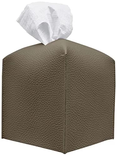 Carrotez Modern PU Leather Square Tissue Box Cover - Cocoa Brown thumbnail 1