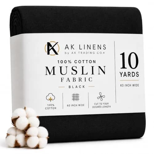 AK TRADING CO. Muslin Fabric - Black 10 Yards | Medium Weight 100% Cotton (60in Wide) thumbnail 1