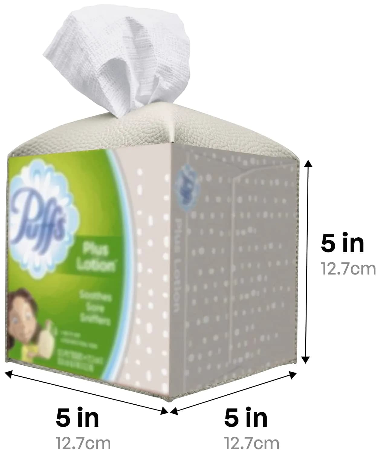 Carrotez PU Leather Square Tissue Box Cover Holder - Pastel Grey | Fits Standard Boxes - view 5