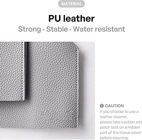 Carrotez PU Leather Square Tissue Box Cover Holder - Pastel Grey | Fits Standard Boxes thumbnail 2