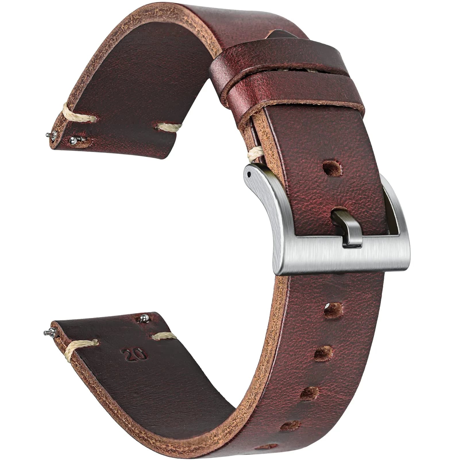 hemsut h Leather Watch Bands, Horween Leather Watch Strap for Men 18mm | Vintage Handmade