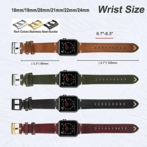 hemsut h Leather Watch Bands, Horween Leather Watch Strap for Men 18mm | Vintage Handmade thumbnail 4