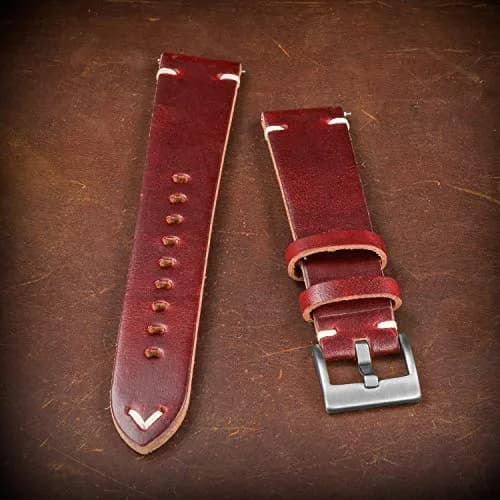 hemsut h Leather Watch Bands, Horween Leather Watch Strap for Men 18mm | Vintage Handmade thumbnail 6