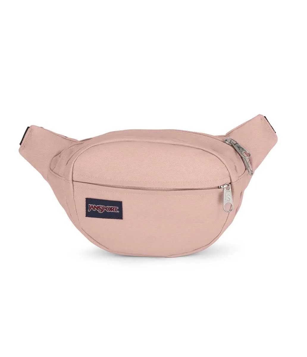 JanSport Fifth Avenue Fanny Pack Crossbody Bag for Women, Men - Stylish, Durable Waist Bag with Adjustable Belt, Main Zippered Pocket, Quick Stash, Misty Rose