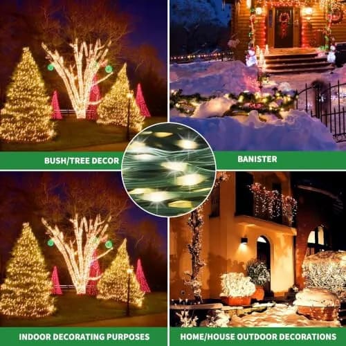 Tcamp 164ft 500 LED Warm White Christmas Tree Lights | 50m Green Wire Starry Fairy String Lights for Outdoor Indoor Decor thumbnail 4