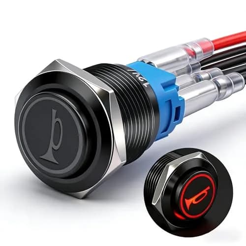 Twidec 19MM Push Button Switch 12V Red LED | Waterproof Metal Shell, Car & Vehicle Use thumbnail 1