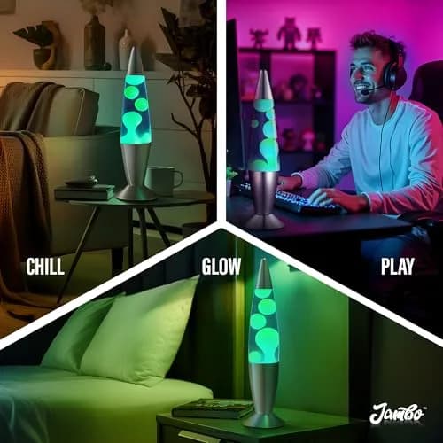 JAMBO 16" Liquid Motion Lamp - Blue with Yellow/Green Wax, 41.4cm (16.38") | Relaxing Lava Light for Home Decor thumbnail 7