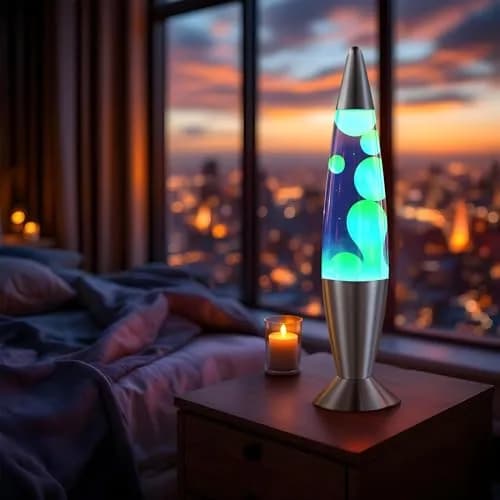 JAMBO 16" Liquid Motion Lamp - Blue with Yellow/Green Wax, 41.4cm (16.38") | Relaxing Lava Light for Home Decor thumbnail 2
