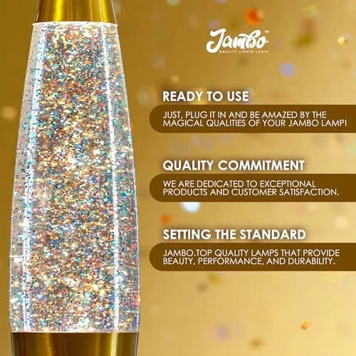 JAMBO 16-Inch Rainbow Glitter Lamp | Liquid Motion Lamp with Aluminum Base & Glass Shade thumbnail 3