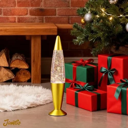 JAMBO 16-Inch Rainbow Glitter Lamp | Liquid Motion Lamp with Aluminum Base & Glass Shade thumbnail 4