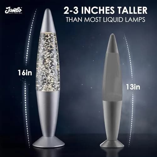 JAMBO 16-Inch Silver Star Glitter Lamp with E26 Base, 30W | Mesmerizing Liquid Motion for Any Room thumbnail 5