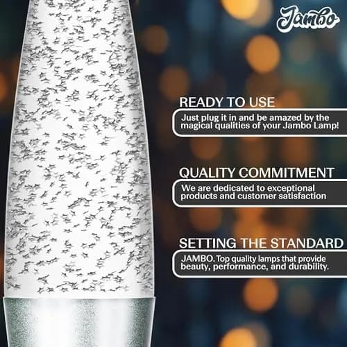 JAMBO 16-Inch Silver Star Glitter Lamp with E26 Base, 30W | Mesmerizing Liquid Motion for Any Room thumbnail 9