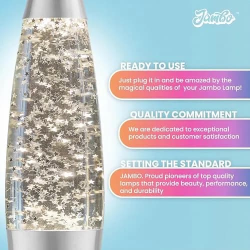 JAMBO 16-Inch Silver Star Glitter Lamp with E26 Base, 30W | Mesmerizing Liquid Motion for Any Room thumbnail 3