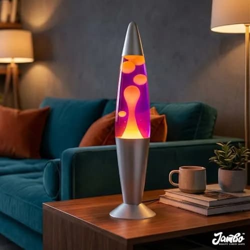 JAMBO 16 inch Liquid Motion Lamp Purple with Yellow Orange Wax | Relaxing Night Light for Adults Teens Kids thumbnail 5