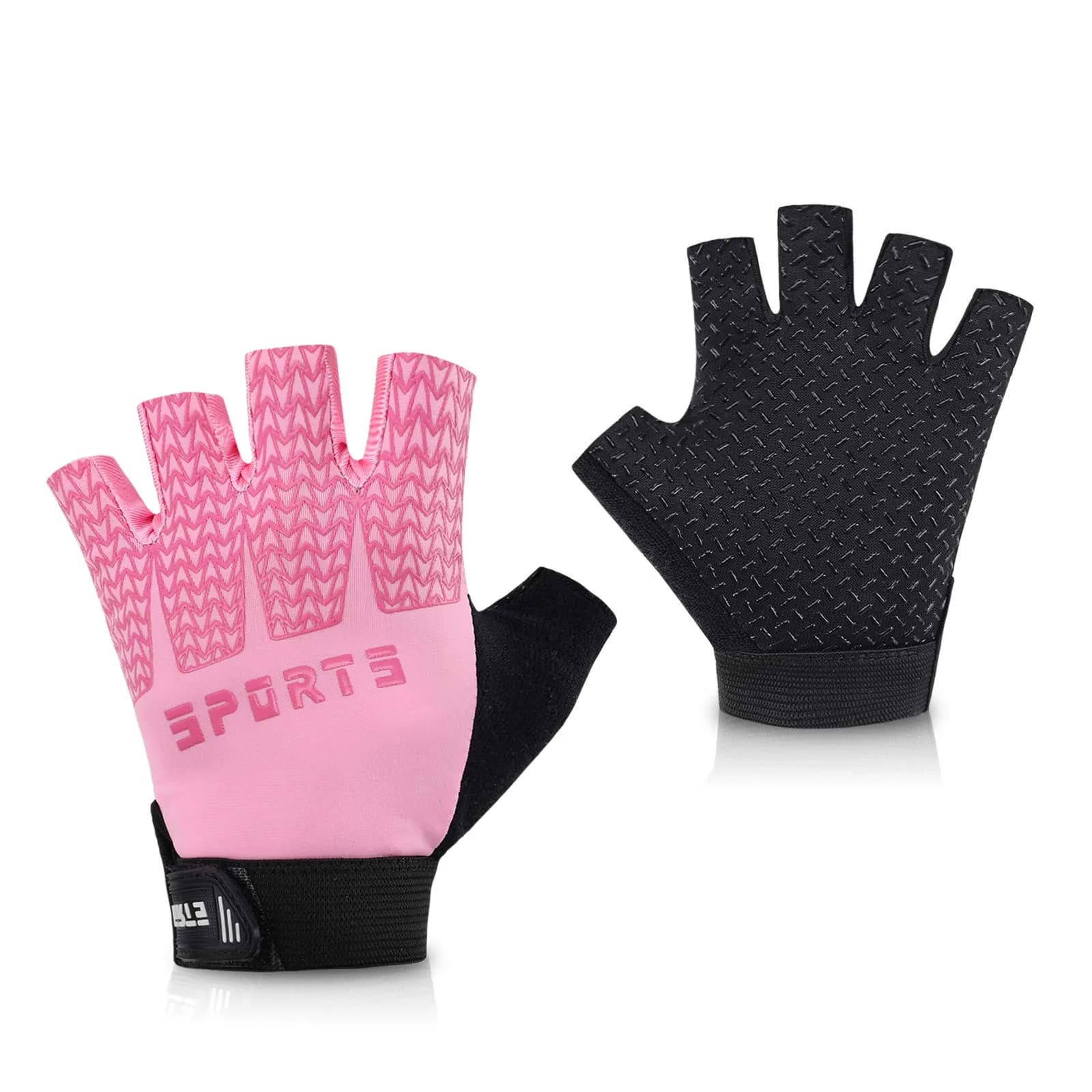Accmor Pink Kids Cycling Gloves Half Finger Sports Gloves for Girls 14.5-16cm (5.7-6.3 Inch) | Breathable Outdoor Gloves for Cycling — pink / Medium