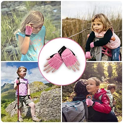 Accmor Kids Half Finger Sport Gloves for Cycling, Pink, Medium (19 cm) | Breathable & Non-Slip for Outdoor Sports thumbnail 6