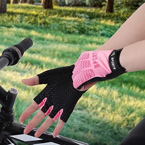 Accmor Pink Kids Cycling Gloves Half Finger Sports Gloves for Girls 14.5-16cm (5.7-6.3 Inch) | Breathable Outdoor Gloves for Cycling thumbnail 5