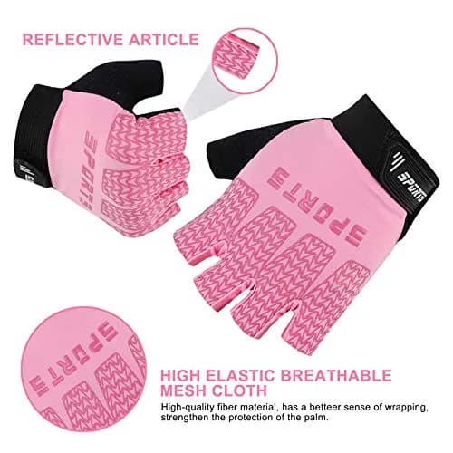 Accmor Pink Kids Cycling Gloves Half Finger Sports Gloves for Girls 14.5-16cm (5.7-6.3 Inch) | Breathable Outdoor Gloves for Cycling thumbnail 3