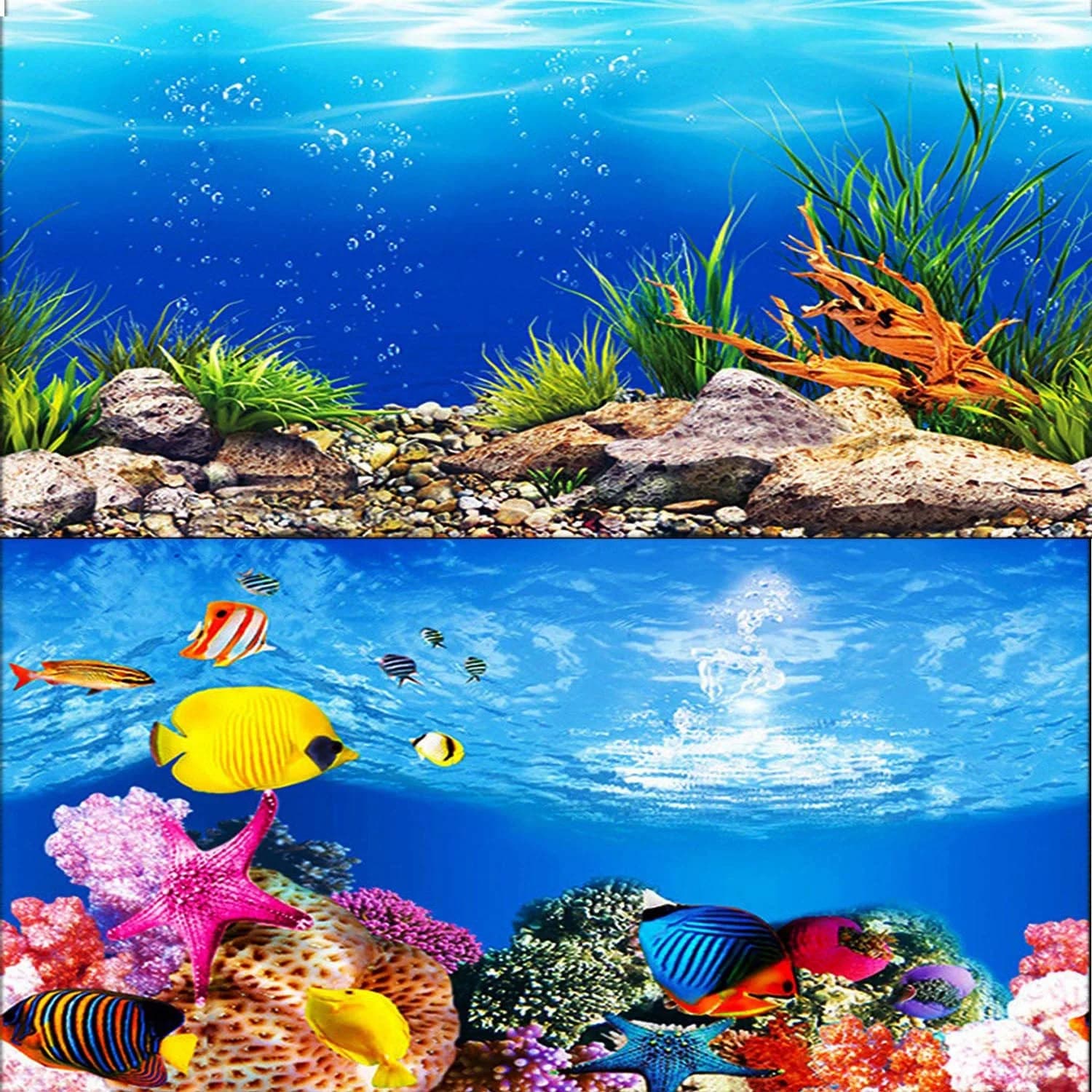ELEBOX Fish Tank Background Paper 20" x 48" | Vibrant HD Aquarium Decor (70-120 chars) — Sea World